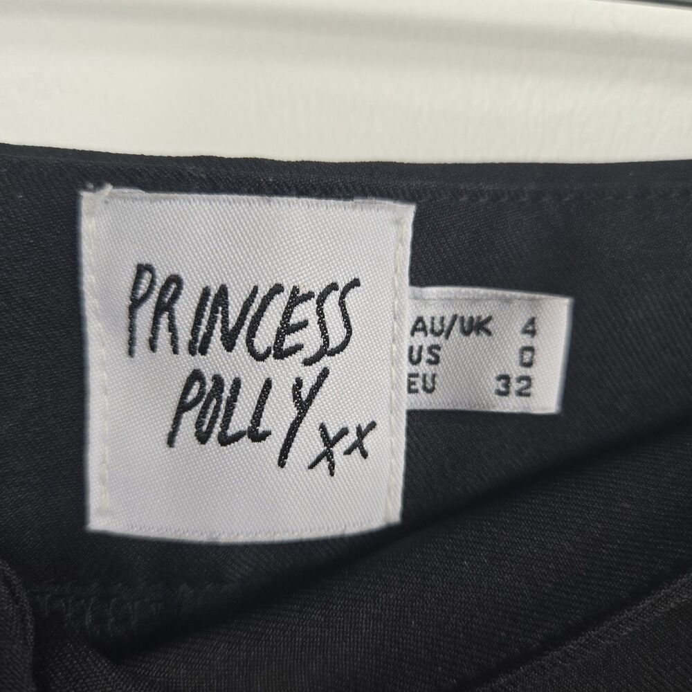 Princess Polly Women's Size 0 Black Wide Leg Pleated Trouser Pants - Picture 3 of 7